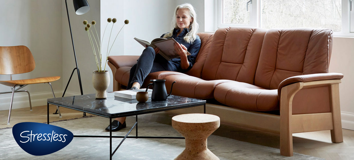 Stressless Buckingham 3 seater Paloma copper Oak wood at Millichap's