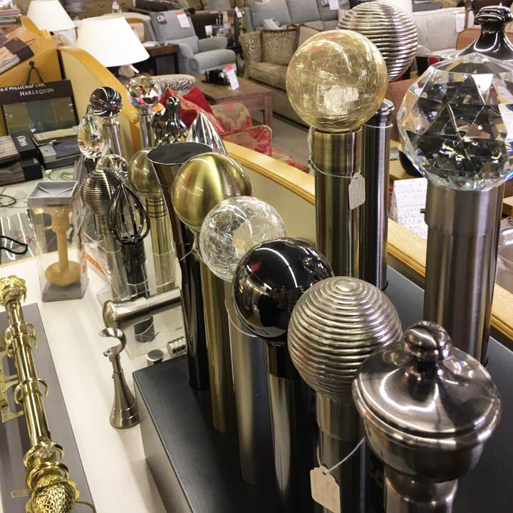 Selection of curtain finials at Millichap's