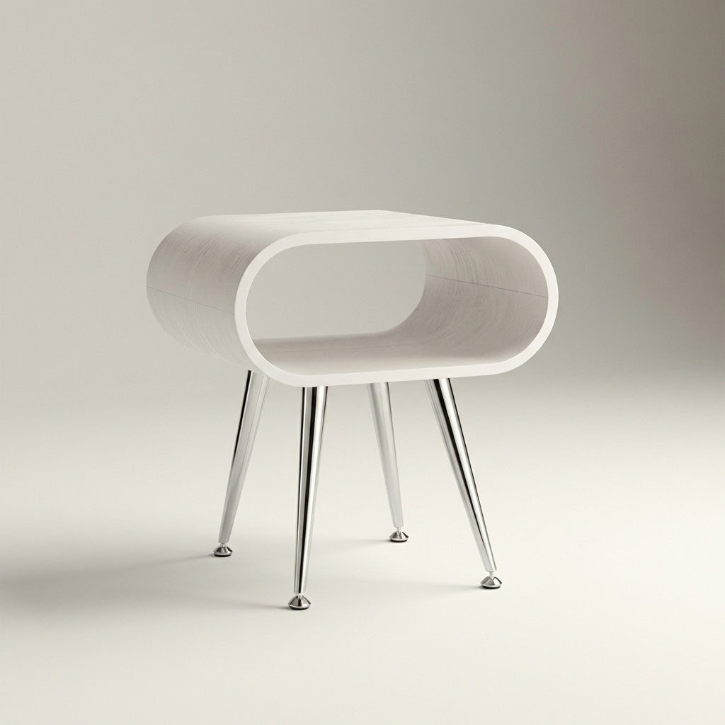Jual Furnishings | Auckland White & Chrome Side Table